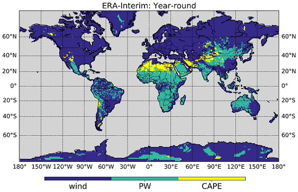 Understanding model-based probable maximum precipitation estimation as a function of location and seasons from atmospheric reanalysis
